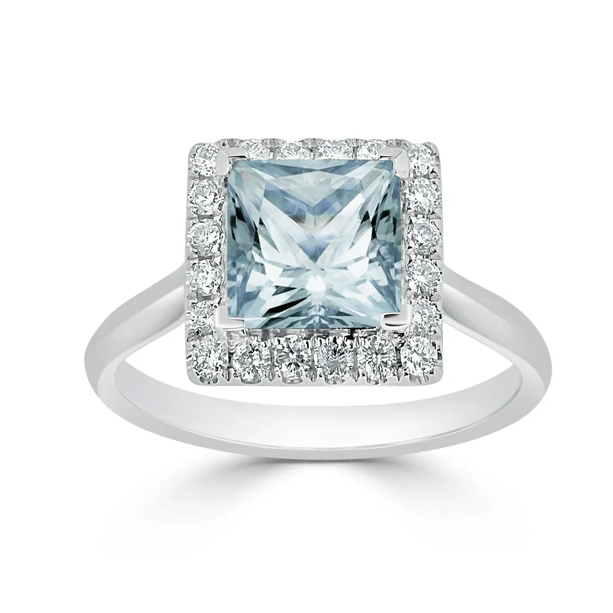 Auriya 1ct Princess-cut Aquamarine Halo Diamond Engagement Ring 1/3ctw 14k Gold sold by Zulily product image thumbnail 3
