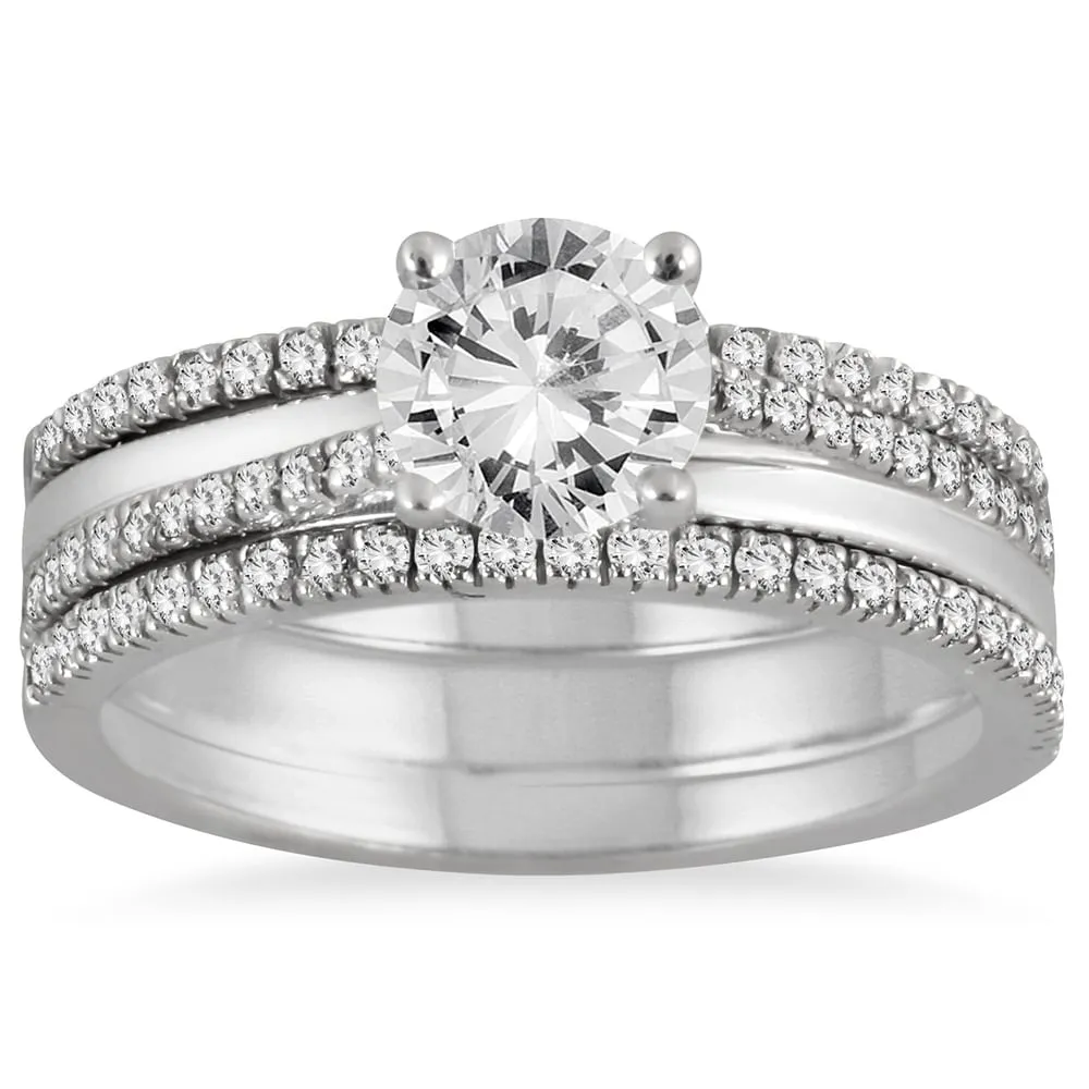AGS Certified 1 2/5 Carat TW Diamond Three Piece Bridal Set in 14K White Gold (I-J Color, I2-I3 Clarity) sold by Zulily