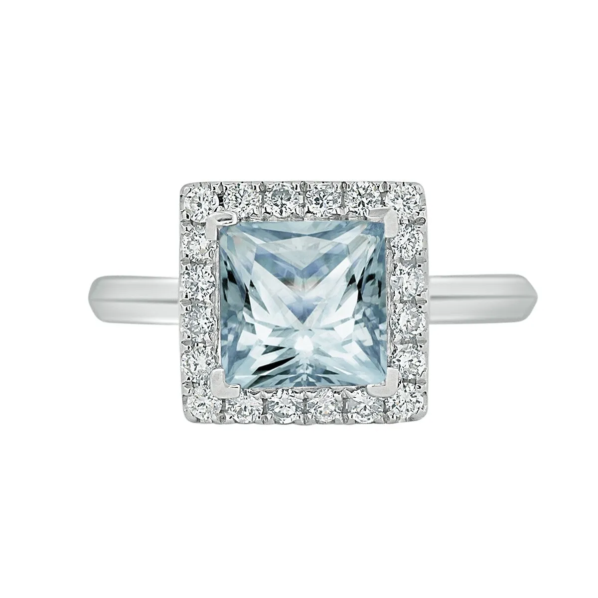 Auriya 1ct Princess-cut Aquamarine Halo Diamond Engagement Ring 1/3ctw 14k Gold sold by Zulily product image thumbnail 2