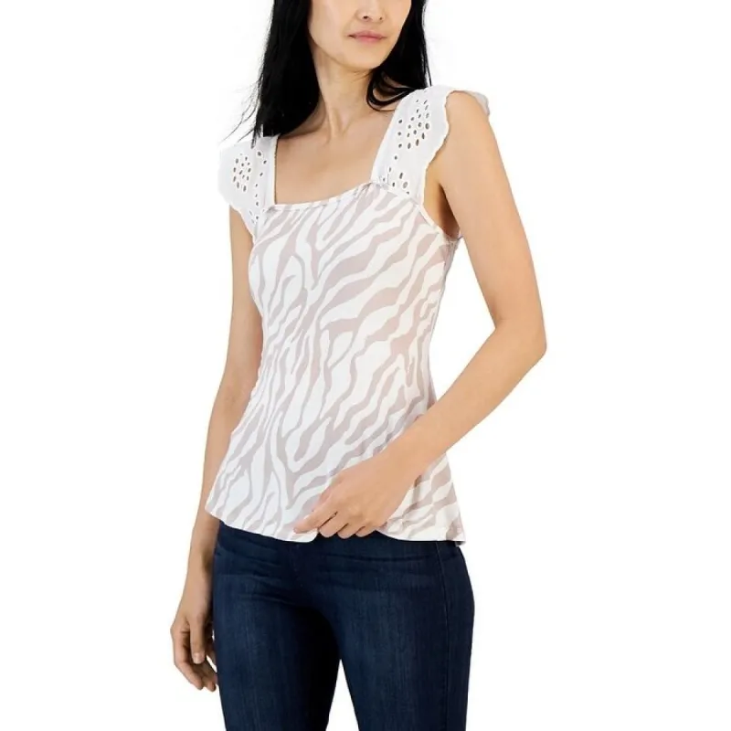 Willow Drive Women's Eyelet Flutter Sleeve Top White sold by Zulily