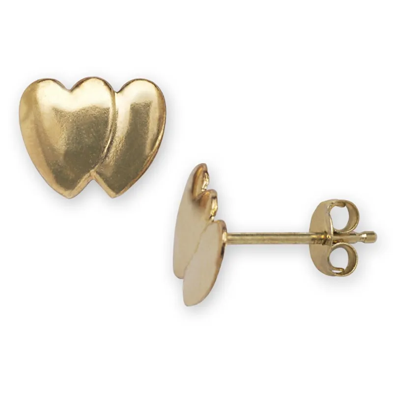 Curata 14k Yellow Gold 7x8mm Double Heart Stamping Earrings sold by Zulily