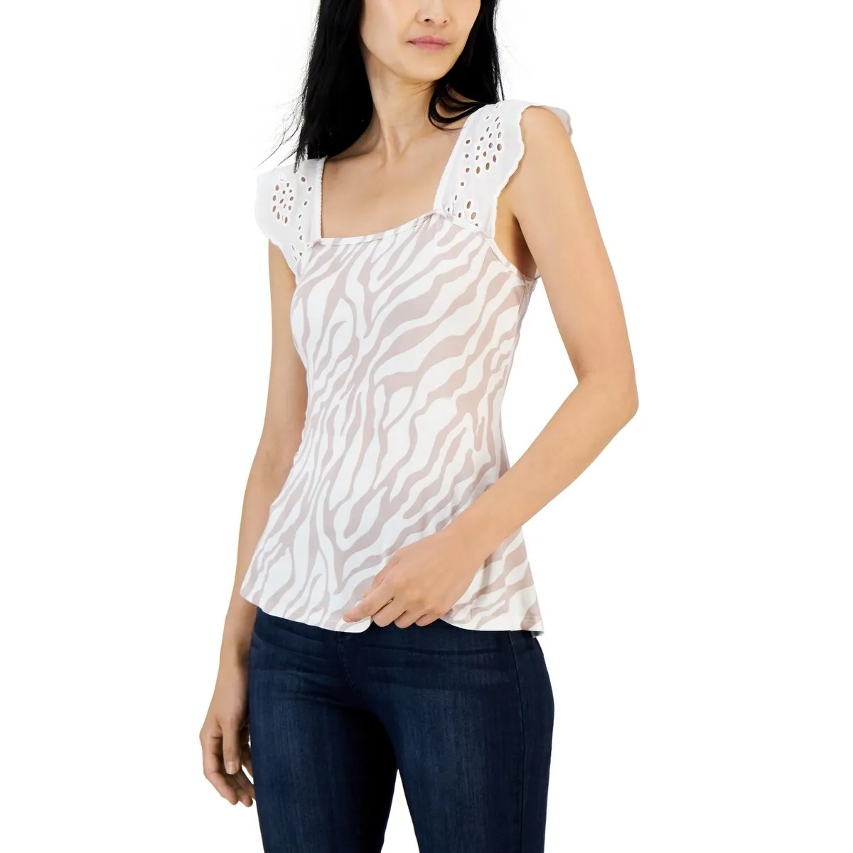 Willow Drive Women's Eyelet Flutter Sleeve Top White sold by Zulily product image thumbnail 2