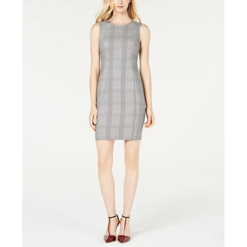 Calvin Klein Women's Plaid Sheath Dress Gray Size 6 Petite sold by Zulily