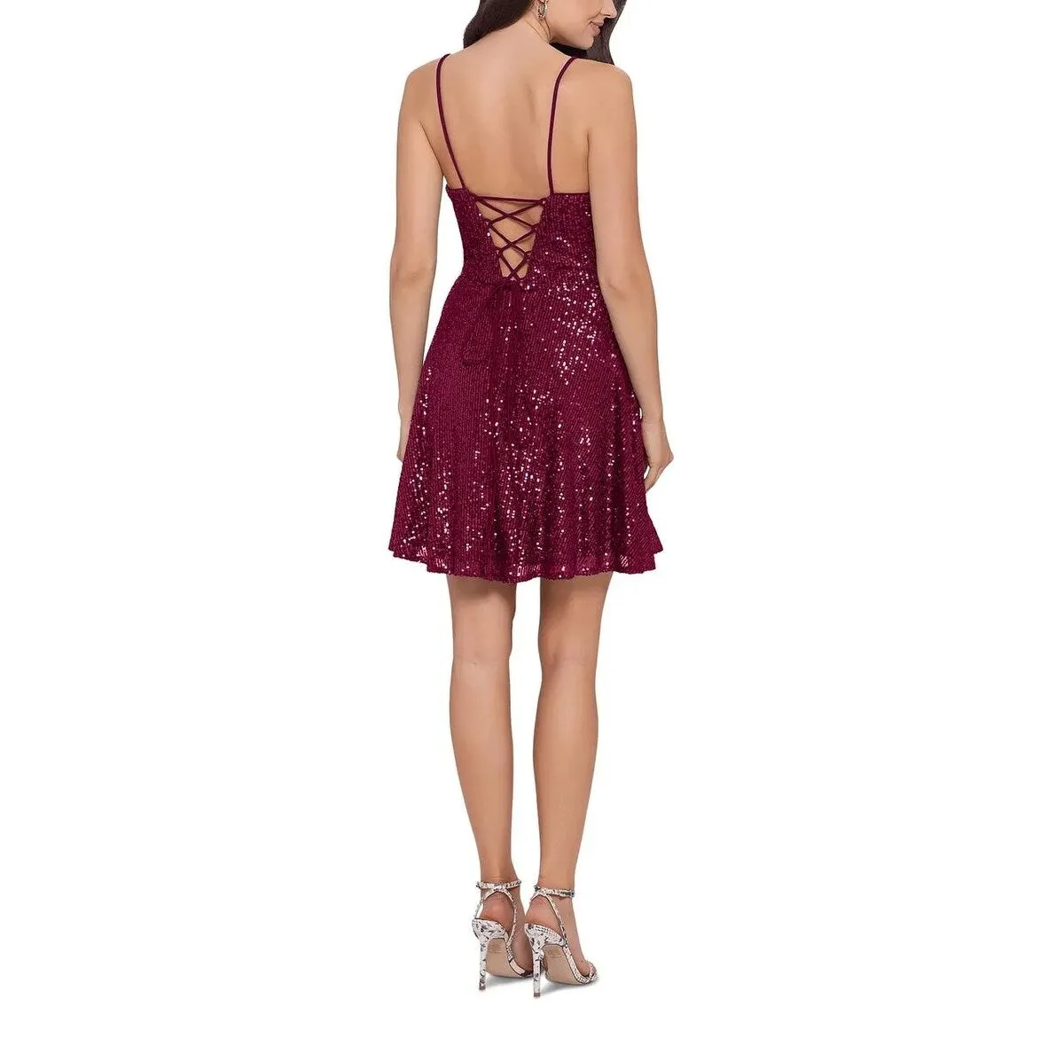 Blondie Nites Junior's Sequinned Fit & Flare Dress Purple Size 16 sold by Zulily product image thumbnail 2