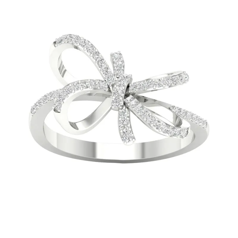 1/5ct TDW Diamond Knot Bow Fashion Ring in 10k Gold by De Couer sold by Zulily