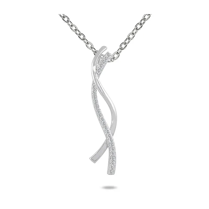 Marquee Jewels 10k White Gold 1/4ct TDW Diamond Twist Necklace (H-I, I1-I2) sold by Zulily