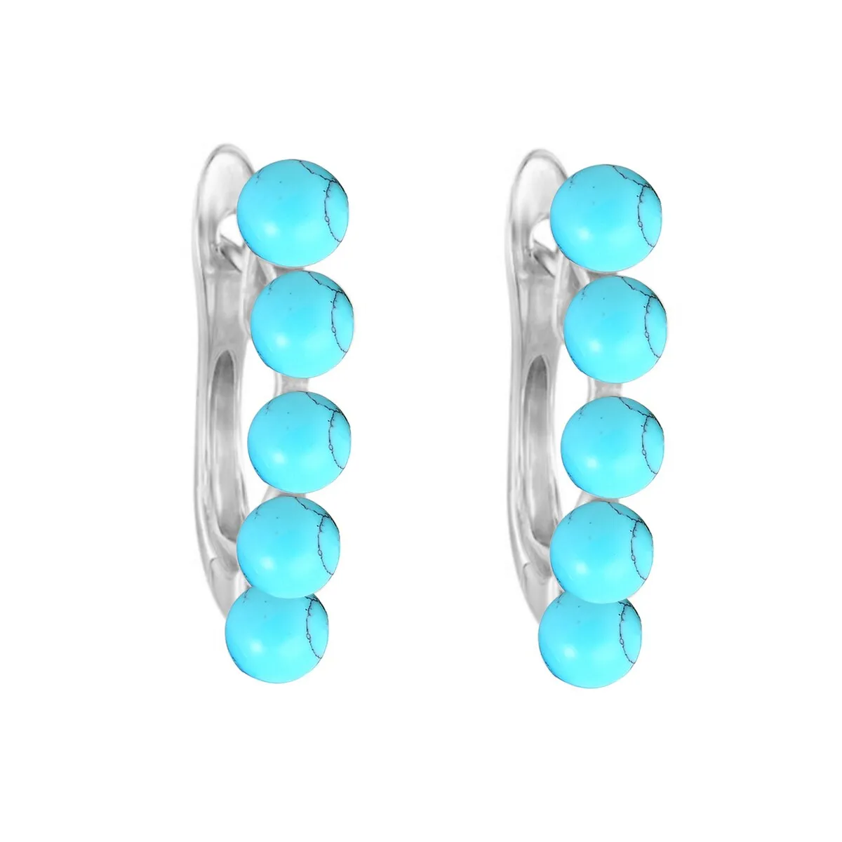 Sterling Silver with Natural Turquoise Hoop Earring sold by Zulily product image thumbnail 2