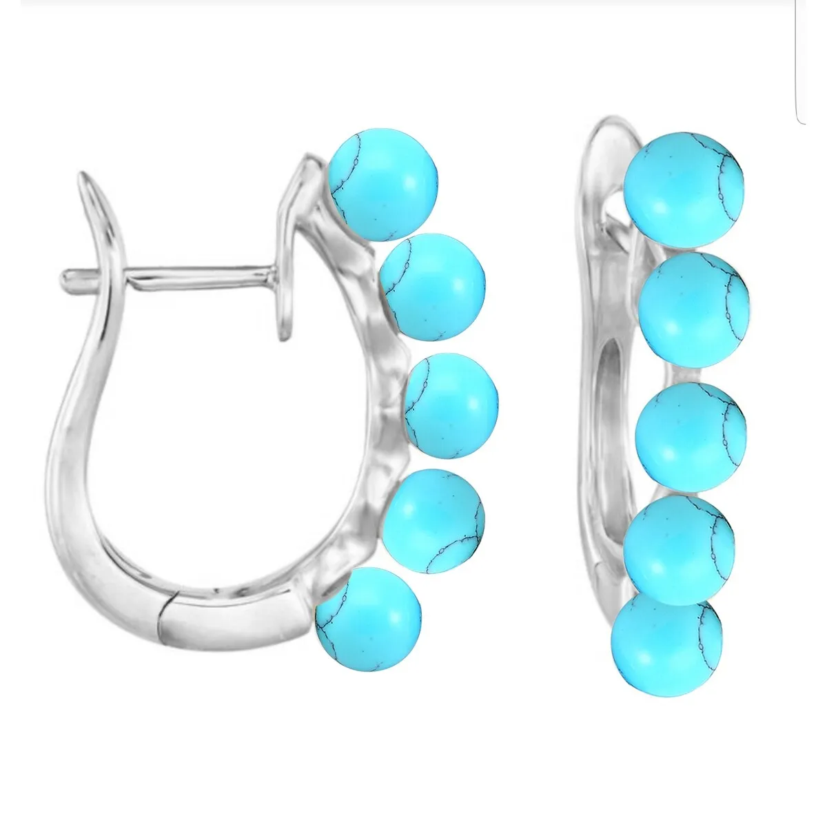 Sterling Silver with Natural Turquoise Hoop Earring sold by Zulily product image thumbnail 3