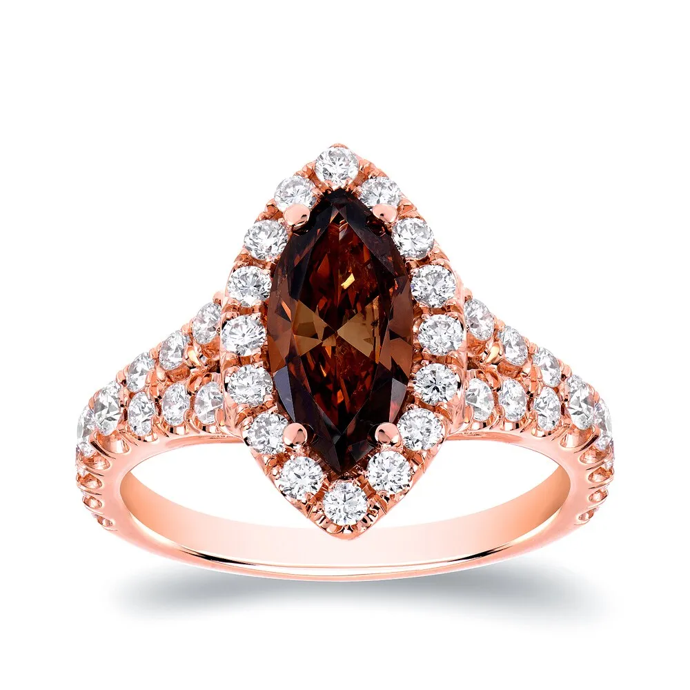 Auriya 18k Rose Gold 1 7/8ct TDW Natural Fancy Brown Marquise Diamond Engagement Ring (SI1-SI2) sold by Zulily