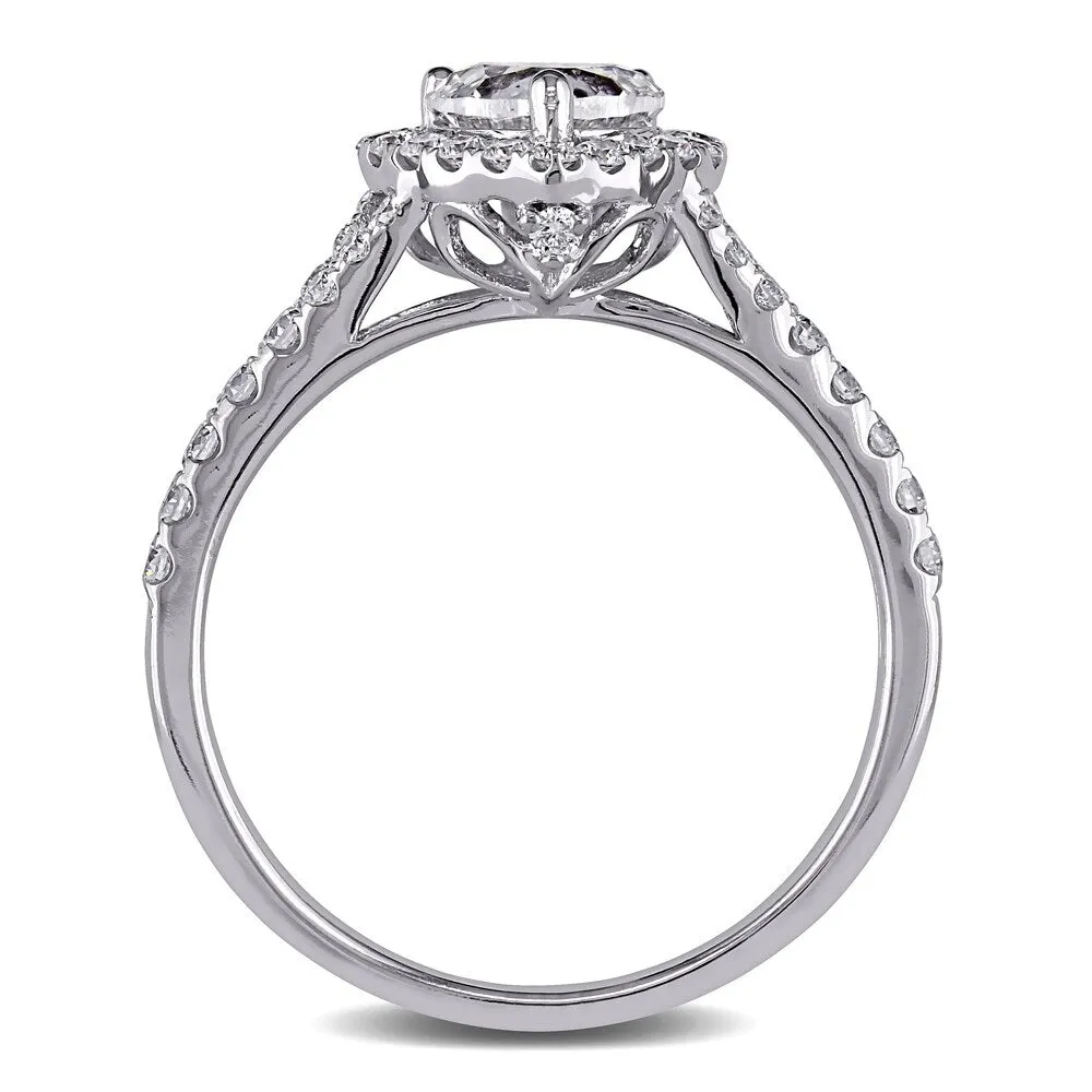 Miadora 14k White Gold 1 1/10ct TDW Certified Diamond Halo Heart Engagement Ring (GIA) sold by Zulily product image thumbnail 4