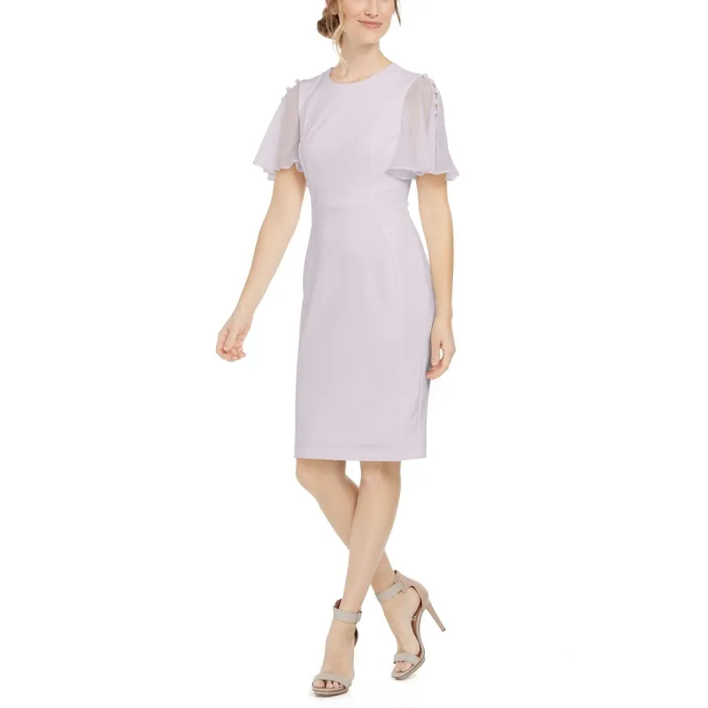 Calvin Klein Women's Flutter Sleeve Sheath Dress Pink Size 8 sold by Zulily