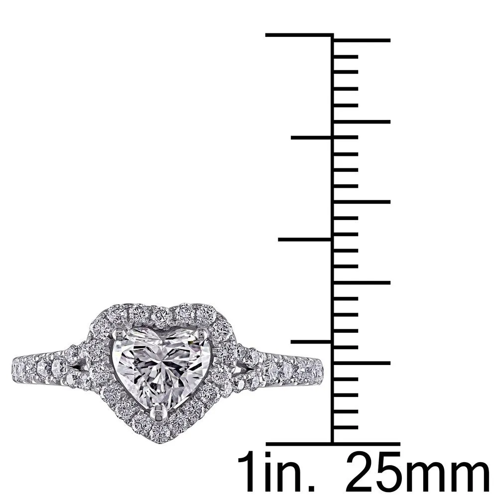 Miadora 14k White Gold 1 1/10ct TDW Certified Diamond Halo Heart Engagement Ring (GIA) sold by Zulily product image thumbnail 5