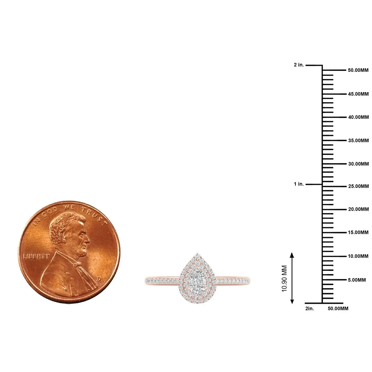 3/8ct TDW Diamond Pear Shape Double Halo Ring in 10k Gold by De Couer sold by Zulily product image thumbnail 4