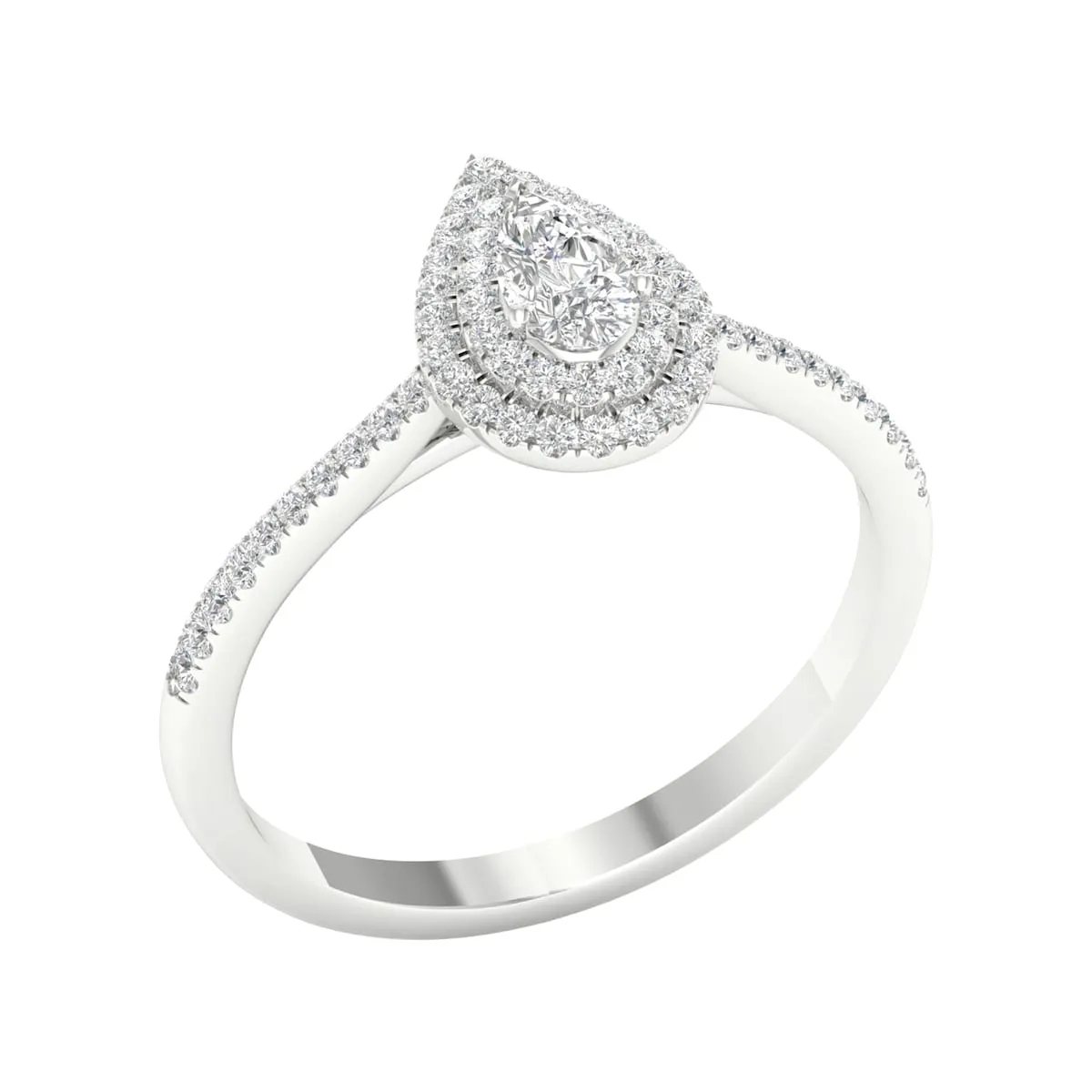 3/8ct TDW Diamond Pear Shape Double Halo Ring in 10k Gold by De Couer sold by Zulily product image thumbnail 2