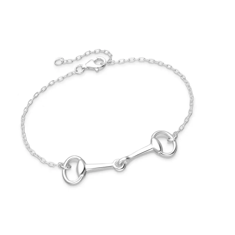 Ag Sterling Silver Horse Bit Charm Chain Bracelet sold by Zulily