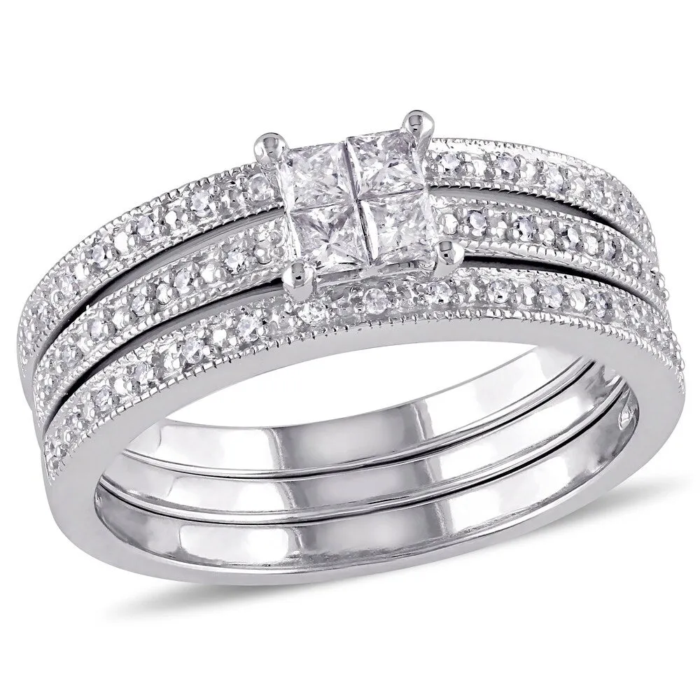 Miadora 10k White Gold 3/8ct TDW Princess Diamond Bridal Ring Set sold by Zulily product image thumbnail 2