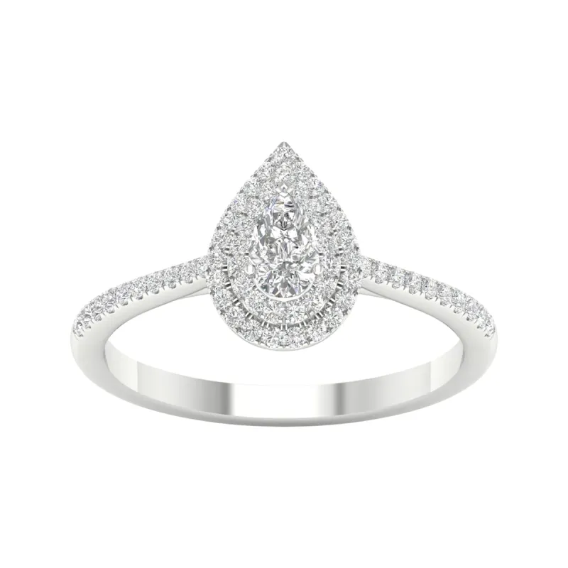 3/8ct TDW Diamond Pear Shape Double Halo Ring in 10k Gold by De Couer sold by Zulily