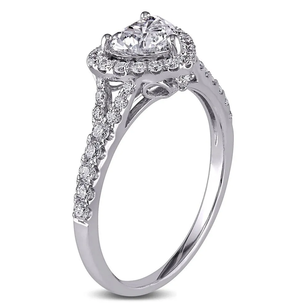 Miadora 14k White Gold 1 1/10ct TDW Certified Diamond Halo Heart Engagement Ring (GIA) sold by Zulily product image thumbnail 3