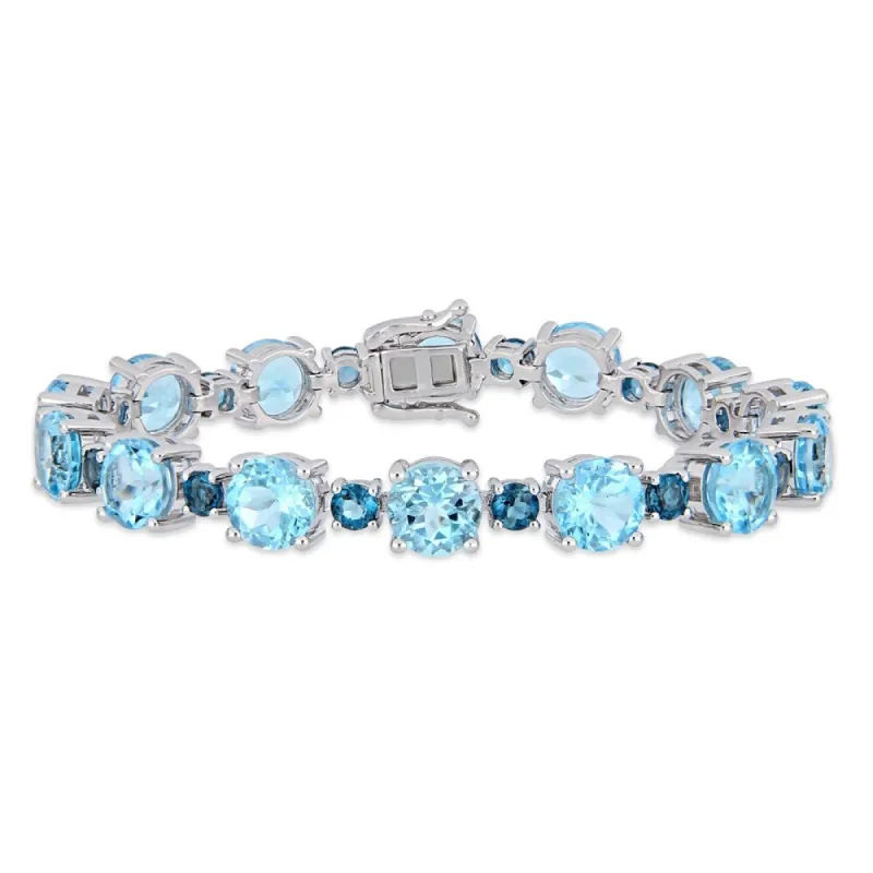 Miadora Sterling Silver 37 1/10ct TGW Sky & London-Blue Topaz Tennis Bracelet sold by Zulily