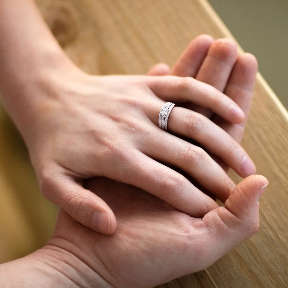 Miadora 10k White Gold 3/8ct TDW Princess Diamond Bridal Ring Set sold by Zulily product image thumbnail 3