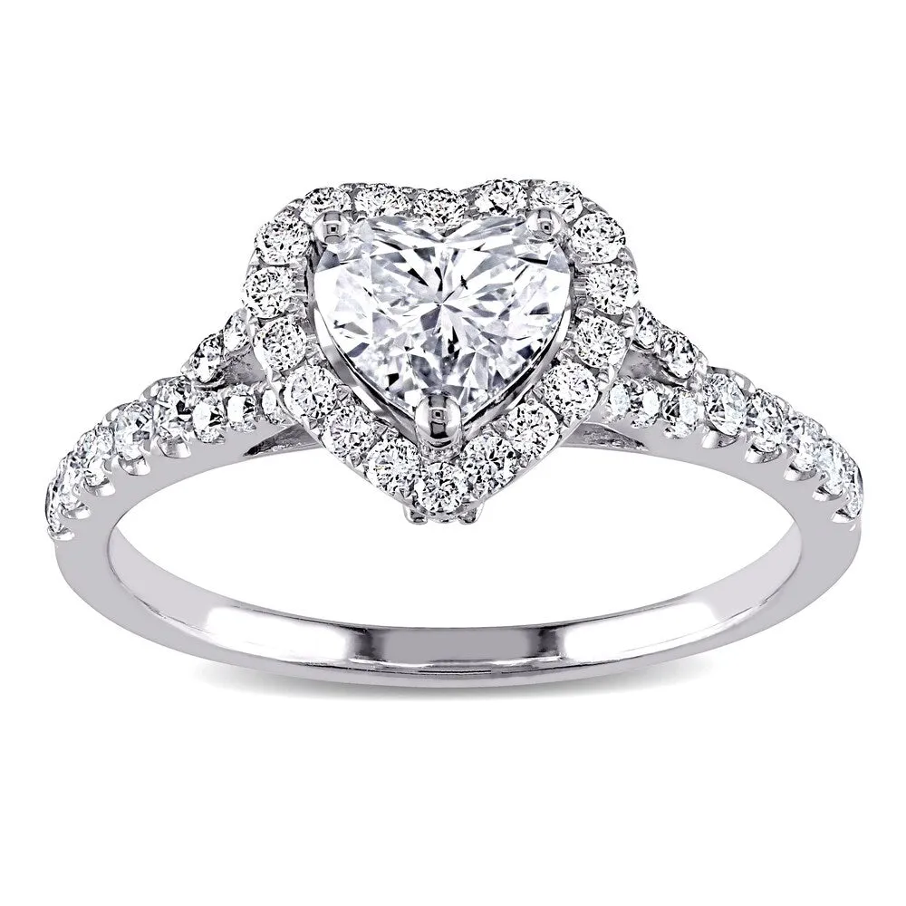 Miadora 14k White Gold 1 1/10ct TDW Certified Diamond Halo Heart Engagement Ring (GIA) sold by Zulily product image thumbnail 2