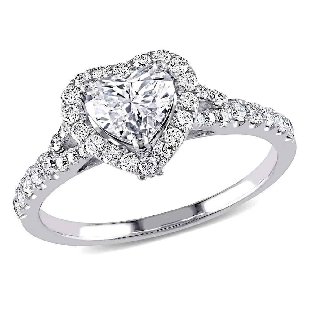 Miadora 14k White Gold 1 1/10ct TDW Certified Diamond Halo Heart Engagement Ring (GIA) sold by Zulily