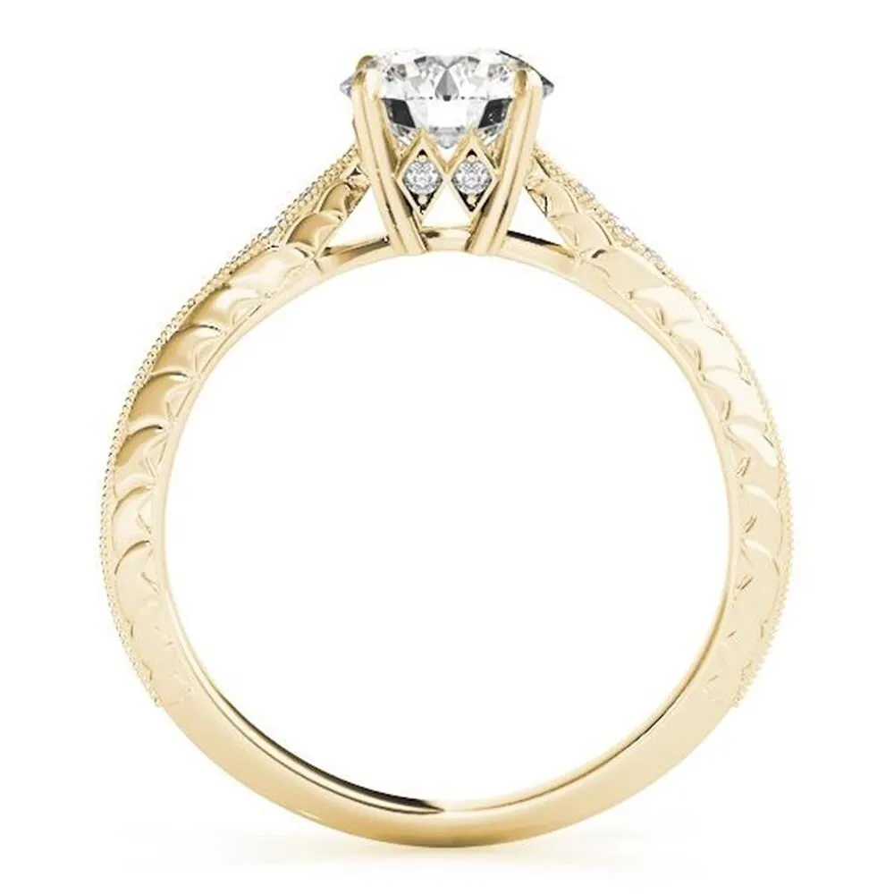 Auriya 14k Gold Vintage Round 4 carat Moissanite and 1/10ctw Diamond Engagement Ring sold by Zulily product image thumbnail 5