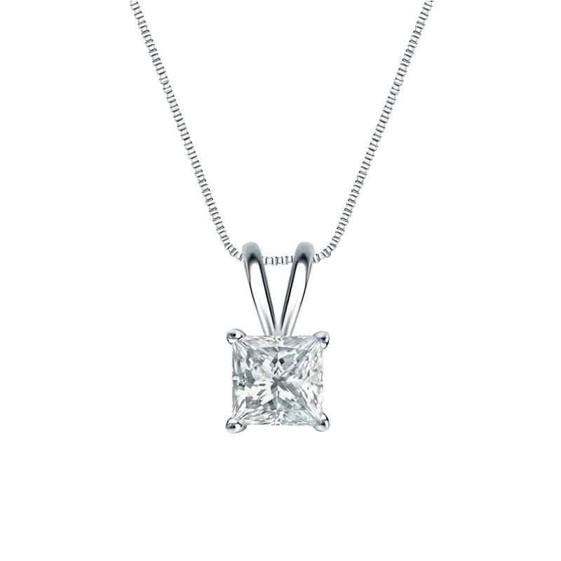 Auriya Platinum 0.60ctw Princess Solitaire Lab Grown Diamond Necklace 4-Prong Basket (H-I VS) - 0.60 sold by Zulily product image thumbnail 2