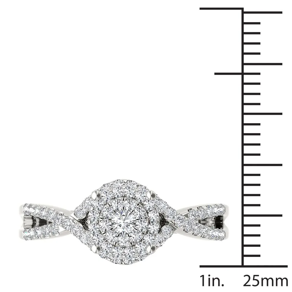 De Couer IGI Certified 10k White Gold 1/2ct TDW Diamond Double Halo Engagement Ring sold by Zulily product image thumbnail 4