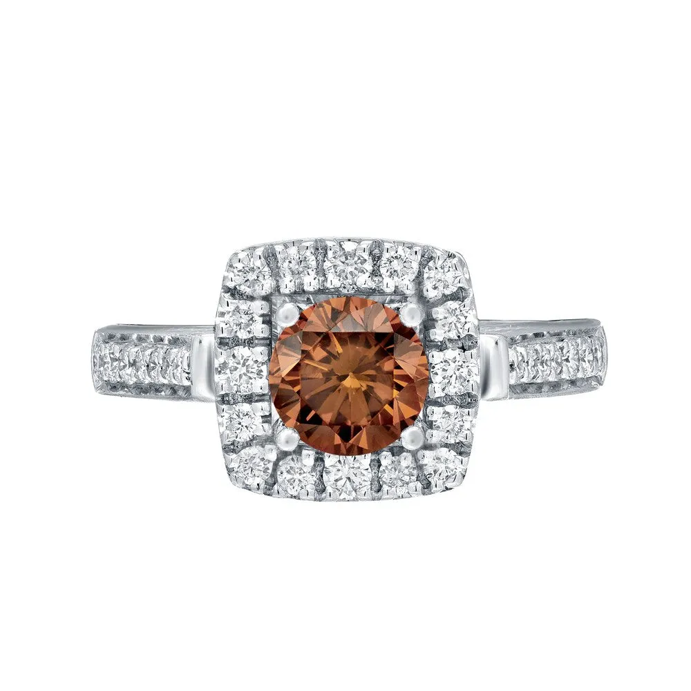 Round 7/8ct TDW Brown Diamond Halo Engagement Ring in 14k Gold by Auriya sold by Zulily product image thumbnail 4