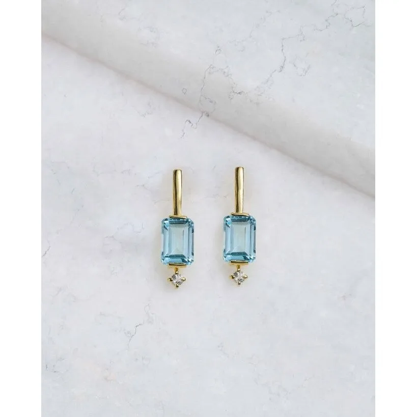 14K Gold Over 925 Silver Minimalist Blue Topaz White Topaz Drop Earrings sold by Zulily product image thumbnail 4