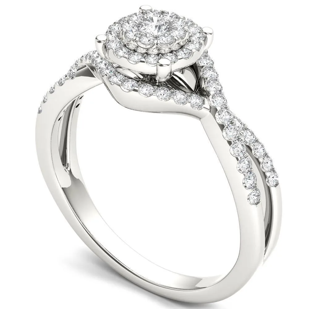 De Couer IGI Certified 10k White Gold 1/2ct TDW Diamond Double Halo Engagement Ring sold by Zulily product image thumbnail 2