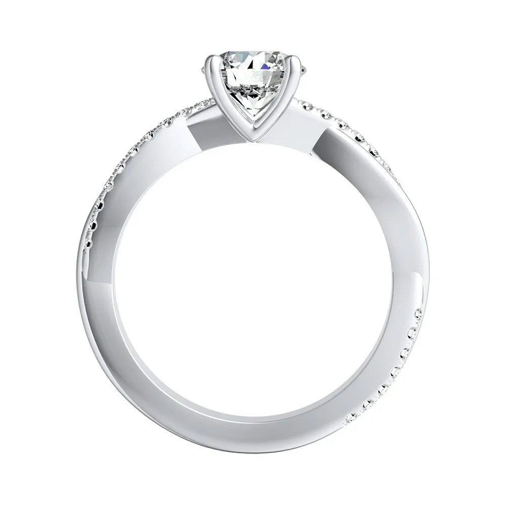 Auriya Twisted Modern 1/2ct Round Moissanite and 1/5ctw Diamond Engagement Ring 14K Gold sold by Zulily product image thumbnail 4