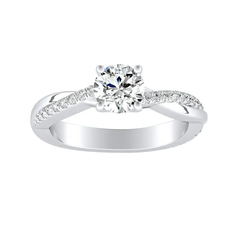 Auriya Twisted Modern 1/2ct Round Moissanite and 1/5ctw Diamond Engagement Ring 14K Gold sold by Zulily