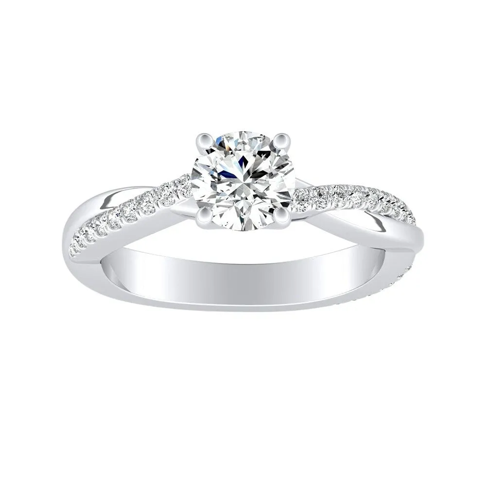 Auriya Twisted Modern 1/2ct Round Moissanite and 1/5ctw Diamond Engagement Ring 14K Gold sold by Zulily