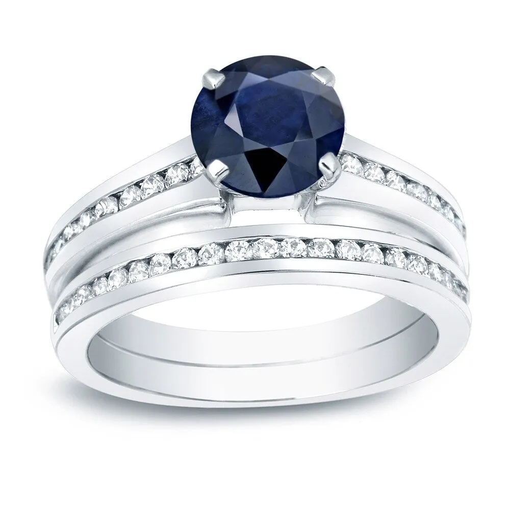 Auriya Platinum 1ct Blue Sapphire and 1ct Diamond Engagement Ring Set sold by Zulily