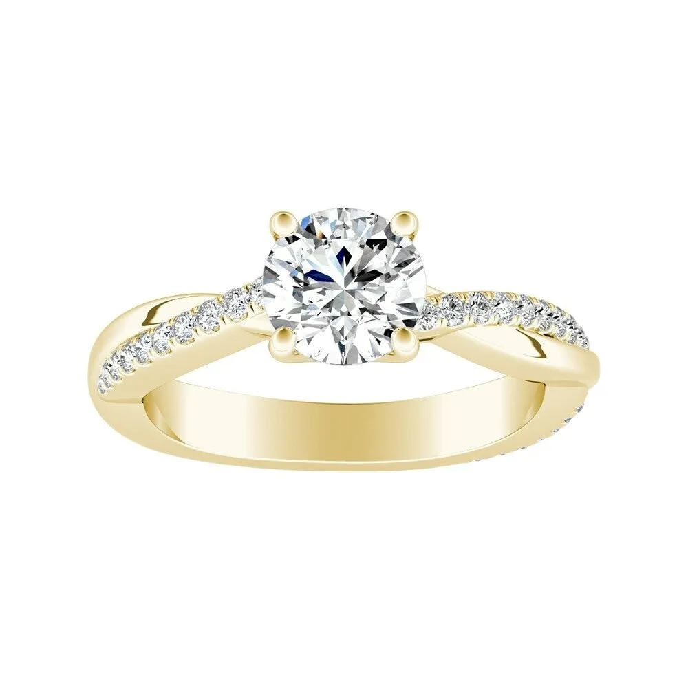 Auriya Twisted Modern 1/2ct Round Moissanite and 1/5ctw Diamond Engagement Ring 14K Gold sold by Zulily product image thumbnail 2