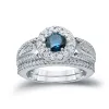 Auriya 1 3/5ctw Blue Halo Diamond Engagement Ring Set 14k Gold sold by Zulily