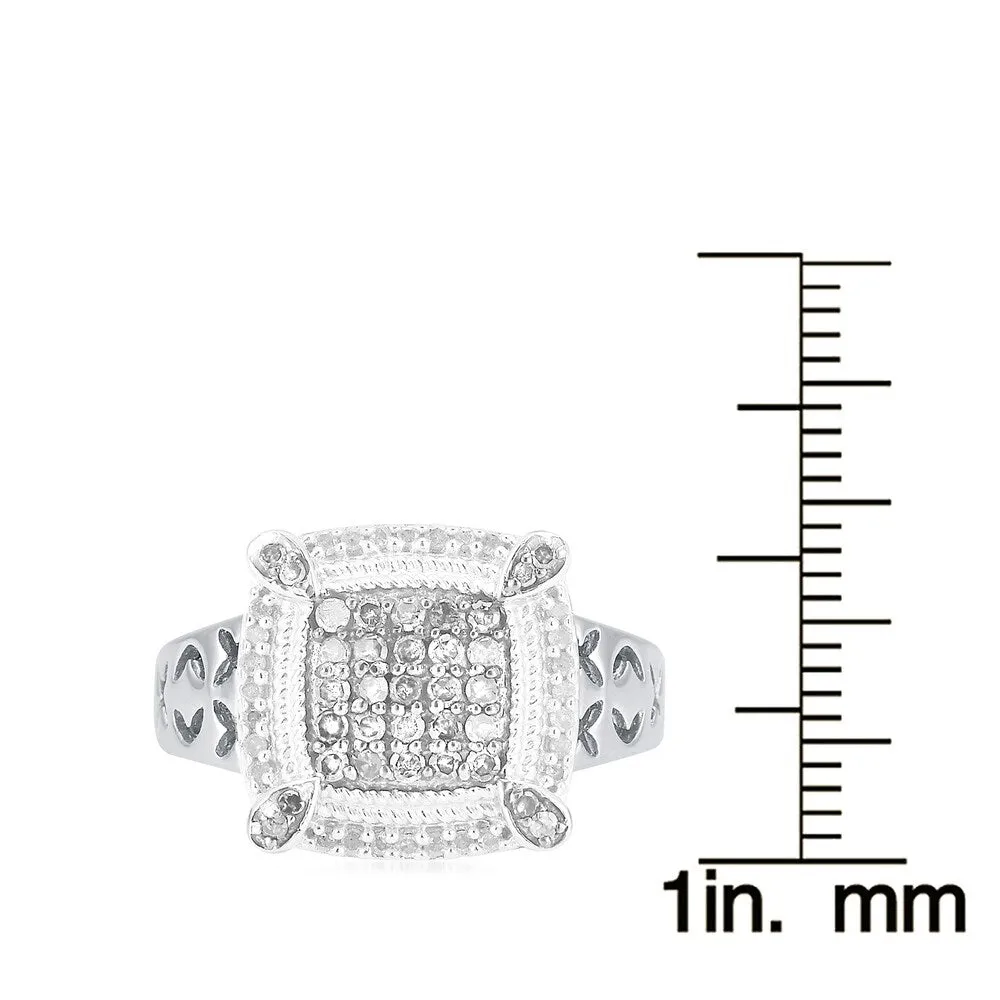 Sterling Silver with 0.50 CTTW Genuine White Diamond Frame Ring sold by Zulily product image thumbnail 3