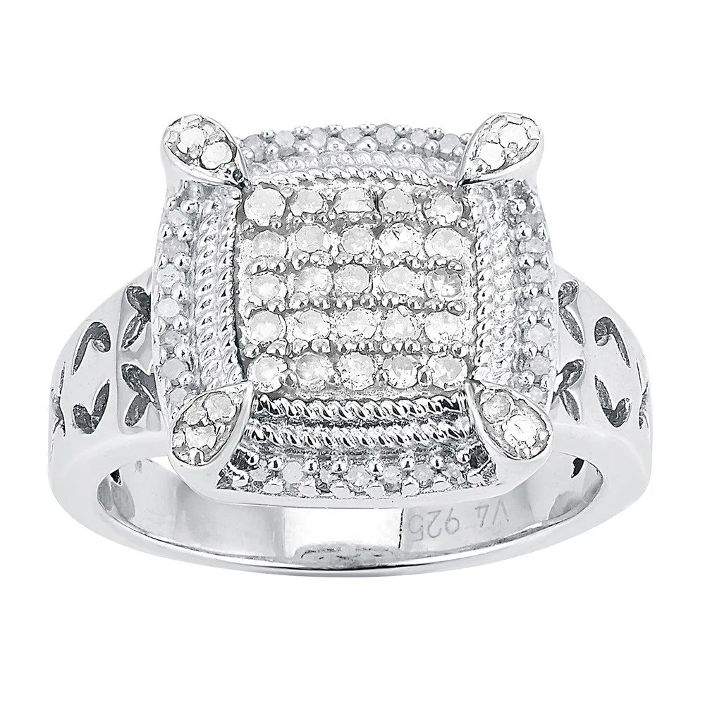Sterling Silver with 0.50 CTTW Genuine White Diamond Frame Ring sold by Zulily