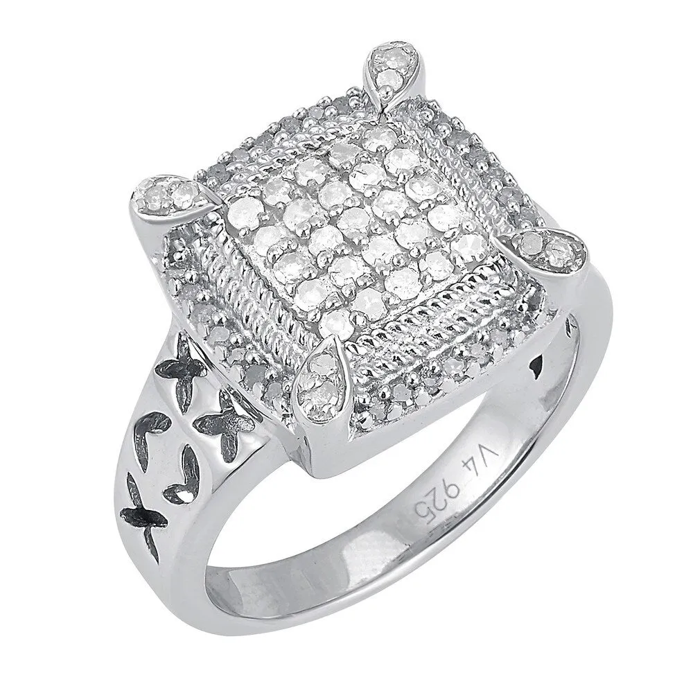 Sterling Silver with 0.50 CTTW Genuine White Diamond Frame Ring sold by Zulily product image thumbnail 2