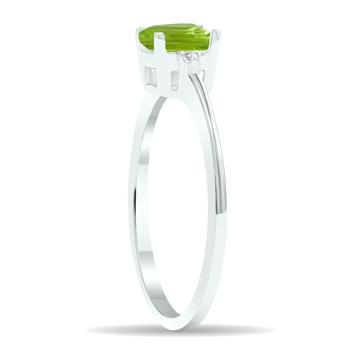 Women's Princess Cut Peridot and Diamond Classic Band in 10K White Gold sold by Zulily product image thumbnail 2