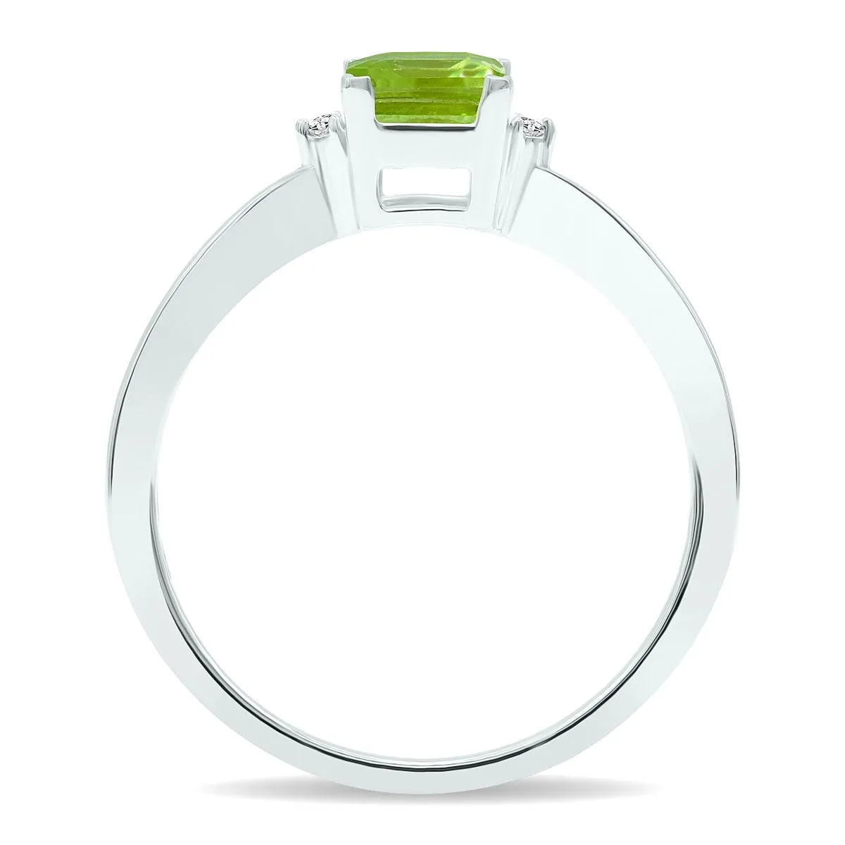 Women's Princess Cut Peridot and Diamond Classic Band in 10K White Gold sold by Zulily product image thumbnail 3