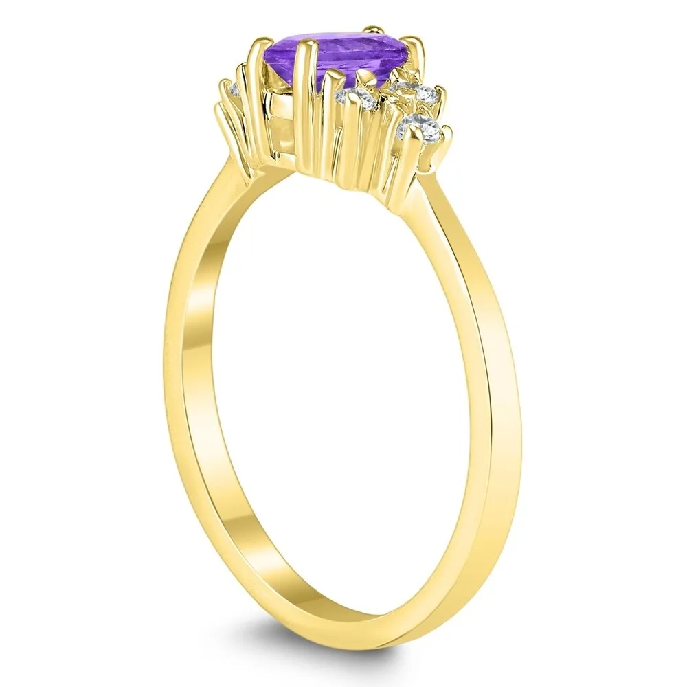 6X4MM Amethyst and Diamond Regal Ring in 10K Yellow Gold sold by Zulily product image thumbnail 2