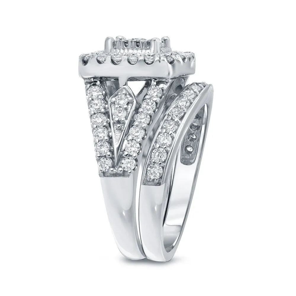 14k Gold 1 1/2ct TDW Vintage Inspired Diamond Halo Engagement Ring Set by Auriya sold by Zulily product image thumbnail 5