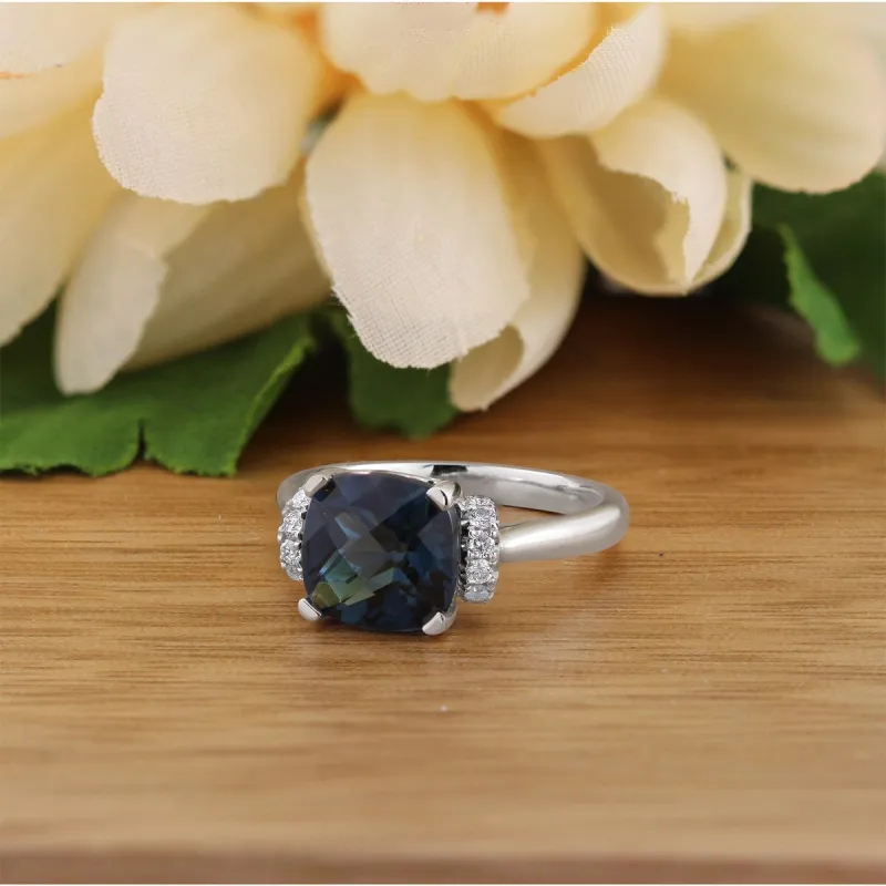 Auriya Unique 3 3/8ct Cushion-cut London Blue Topaz and Diamond Engagement Ring 1/5cttw 14k Gold sold by Zulily