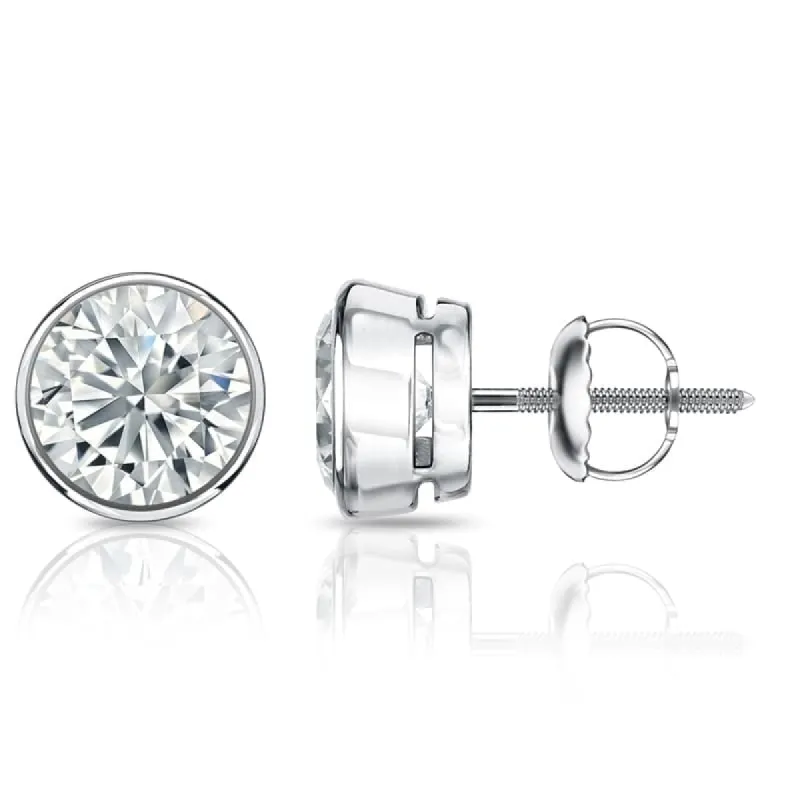 Auriya 2ct TW Round Bezel Set Diamond Stud Earrings 14kt Gold Certified sold by Zulily