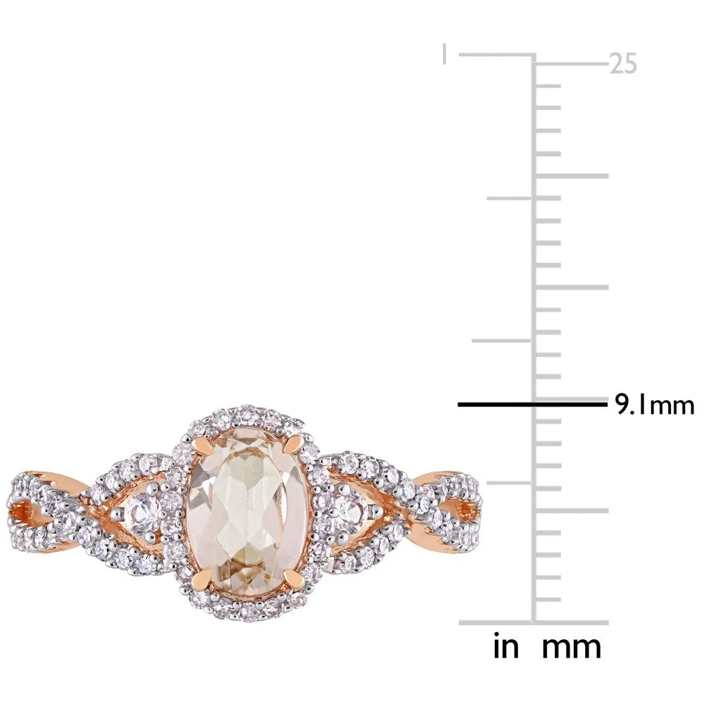 Miadora 10k Rose Gold Morganite White Sapphire and 1/3ct TDW Diamond Halo Infinity Ring sold by Zulily product image thumbnail 4