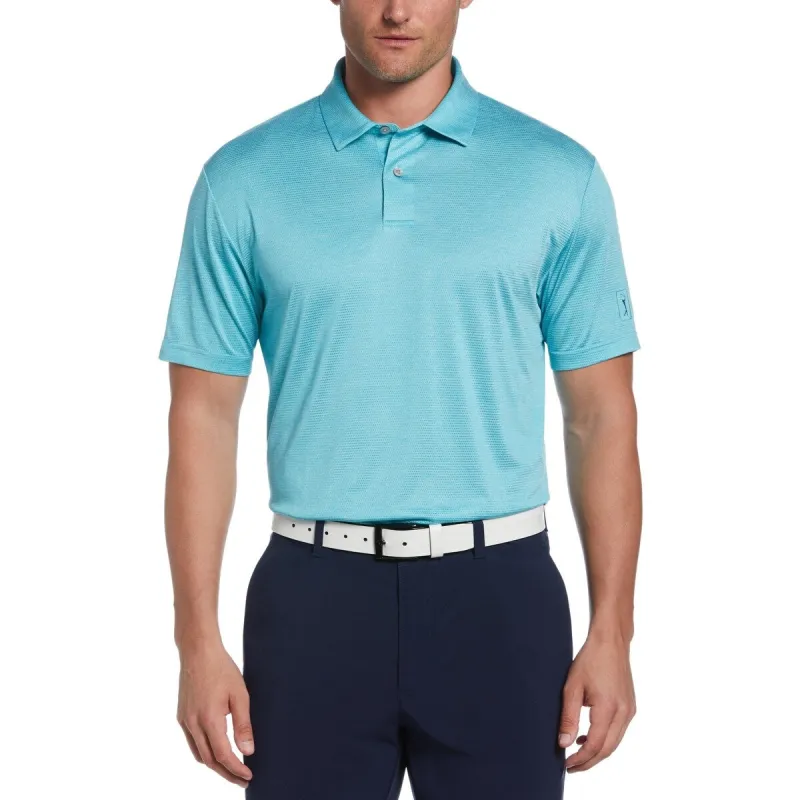 PGA Tour Men's Space Dye Texture Golf Polo Shirt Blue Size Medium sold by Zulily