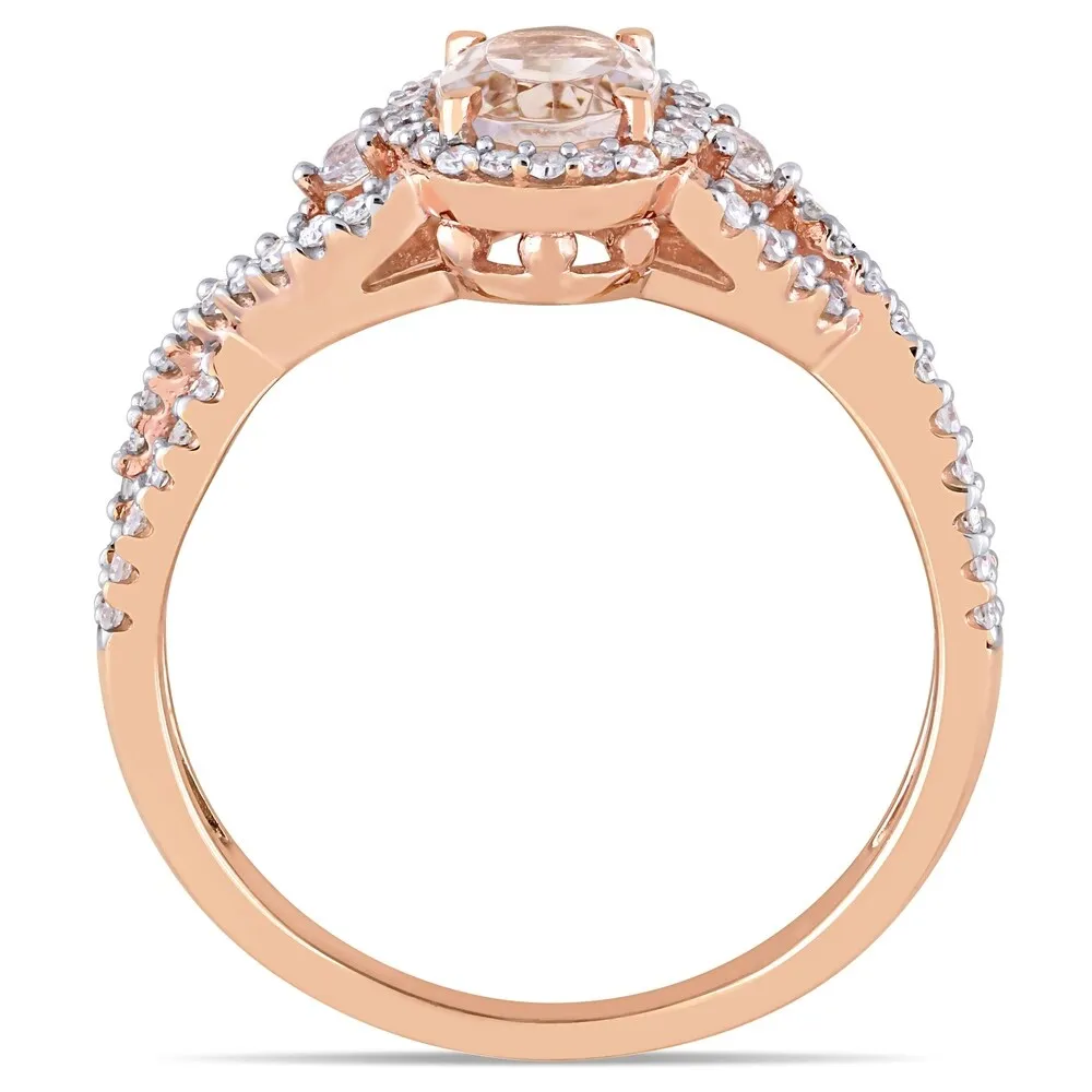 Miadora 10k Rose Gold Morganite White Sapphire and 1/3ct TDW Diamond Halo Infinity Ring sold by Zulily product image thumbnail 3